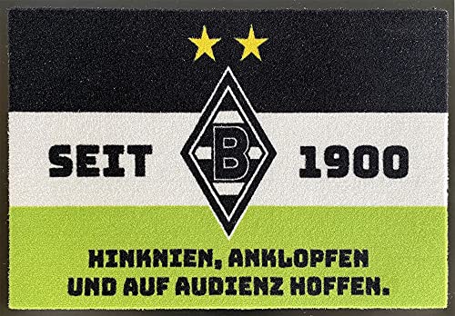 Borussia Mönchengladbach Fußmatte Die Fohlen-Elf 60 cm x 40 cm Schmutzfangmatte mit rutschfester PVC Unterlage Fußabtreter Fußball Fan vom Niederrhein VfL 1900 Fußabstreifer für Außen und Innen von BERONAGE