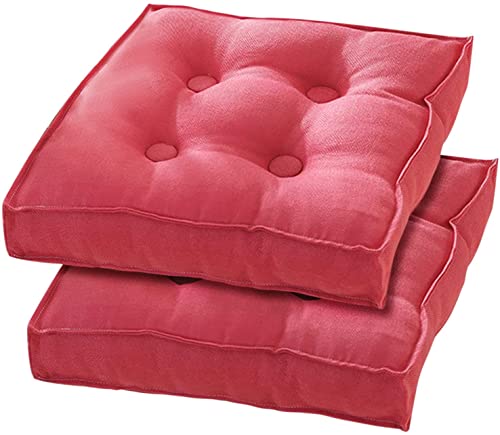 Stuhlpolster, Stuhlkissen for Esszimmerstühle, 2er-Pack, quadratische Stuhlpolster, Leinenstoff, Perlenbaumwolle, Sitzkissen for Küchenstuhl (Color : Pink, Size : 40x40cm(16x16inch)) von BESSX