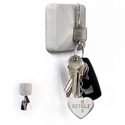 BETOLZ® Design Schlüsselhalter Magnetisch aus Beton [‎7,5 x 7,5 x 2,5cm] Alternative zum Schlüsselbrett ohne Bohren/Schlüsselaufbewahrung zum Kleben - 1er von BETOLZ