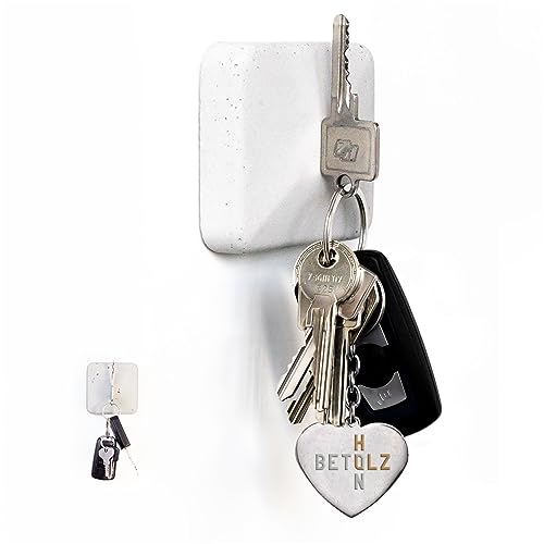 BETOLZ® Design Schlüsselhalter Magnetisch aus Beton [‎7,5 x 7,5 x 2,5cm] Alternative zum Schlüsselbrett ohne Bohren/Schlüsselaufbewahrung zum Kleben - 1er von BETOLZ