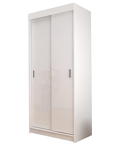 BETTSO -Mehrzweckschrank inkl. 2 Einlageböden Kleiderschrank mit Kleiderstang Aktenschrank Allzweckschrank 2 Türen 80x200x62 cm (BxHxT)-Lima 80 cm (Weiß) von BETTSO