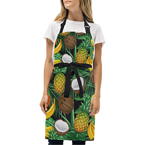 BEUSS Bananen-Kokos-Mango Schürze für Das Kochen Küchenschürze Latzschürze Kochschürze mit 2 Taschen Verstellbarer Umhängeband für Backmänner Kellner Männer Frauen Koch von BEUSS