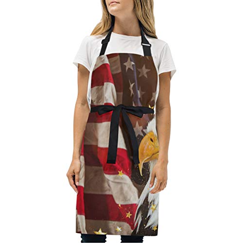 BEUSS Usa-Flaggensternvogel Schürze für Das Kochen Küchenschürze Latzschürze Kochschürze mit 2 Taschen Verstellbarer Umhängeband für Backmänner Kellner Männer Frauen Koch von BEUSS