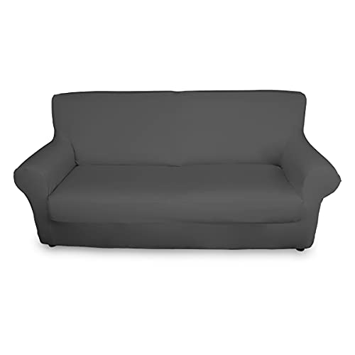 BIANCHERIAWEB 2 Sitzkissen für Sofa, schmutzabweisend, einfarbig, dunkelgrau, Modell Magic, elastisch, Sofa-Schutz für Haustiere von BIANCHERIAWEB