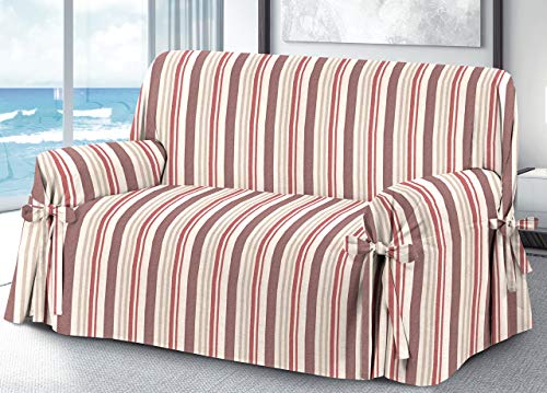 BIANCHERIAWEB Sofabezug, Sofaüberwurf mit Bindebändern, verschiedene Muster, 3-Sitzer, Farbe: Bordeaux von BIANCHERIAWEB
