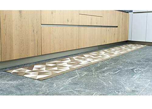 BIANCHERIAWEB Küchenläufer, rutschfest, Jacquard-Stoff, Origami-Design, Taupe, 57 x 500 cm von BIANCHERIAWEB