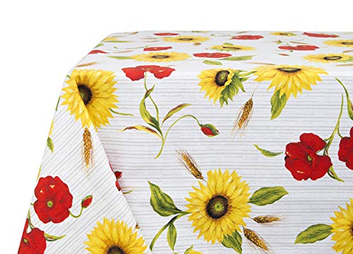 BIANCHERIAWEB Tischdecke für die Küche, 140 x 180 cm, mit Sonnenblumen-Design, hergestellt in Italien, Tischdecke aus 100% Baumwolle von BIANCHERIAWEB