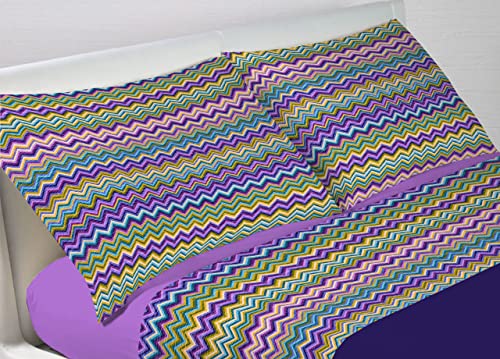 Bettwäsche Web Paar Kissenbezüge aus 100% Baumwolle, Kissenbezüge mit seitlichen Knöpfen, 52 x 82, Muster Baia, Lila von BIANCHERIAWEB