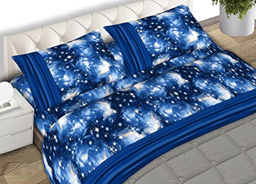 BIANCHERIAWEB 100% Baumwolle Flanell Made in Italy Universum Fantasie mit Himmel und Sternen C.N für Doppelbett von BIANCHERIAWEB
