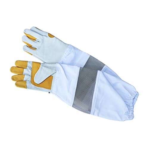 Imkerhandschuhe mit Atmungsnetz Handschuhe Bienen Imkerei Insekten S M L XL XXL, XL (10) von BIENE24.DE