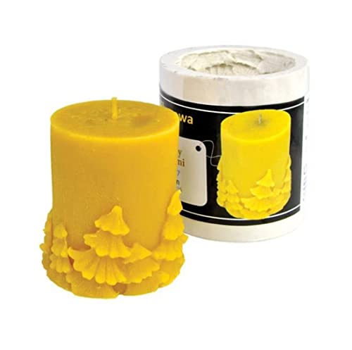 Kerzengießform Stumpenkerze mit Tannenbäumen (klein) Silikonform Bienenwachs von BIENE24.DE