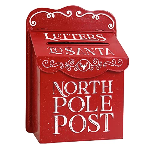 BIG FORTUNE Wandbriefkästen Weihnachtlicher Deko Briefkasten aus Metall Rot Weihnachtsmann Briefkasten Wandhalterung Vintage Briefkasten Wandhalterung Mailbox von BIG FORTUNE
