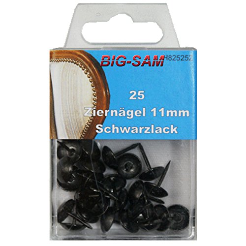BIG-SAM - Ziernägel - Vintage Polsternägel - 15, 25 oder 100 Stück - (25 Stück, Schwarzlack) von BIG-SAM