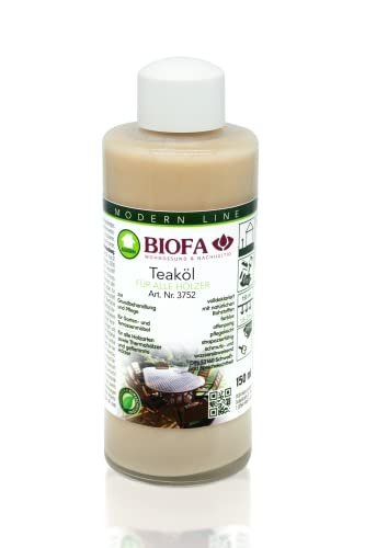 BIOFA Teaköl Natur für Gartenmöbel Holzöl Wetterschutzöl Öl aus natürlichen Rohstoffen - Außenbereich (0,15L) von BIOFA