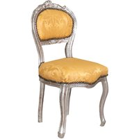Louis xvi Holzstühle 90x45x42 cm Antiker silberner Stuhl Gepolsterter Stuhl Französischer Stil Gepolsterter Schlafzimmersessel - gelb und antikes von BISCOTTINI