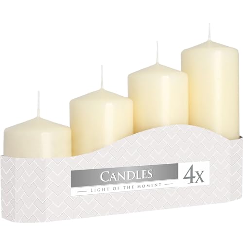 3 x Set mit 4 Pillar Candles 50 mm (11/16/22/33H) - Elfenbein von BISPOL