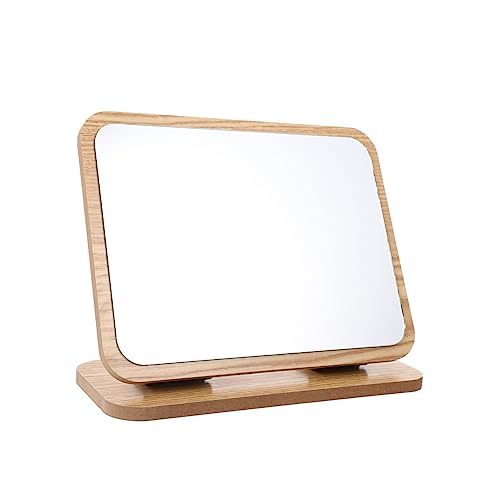 BIUDECO Kosmetikspiegel aus Holz esstisch Holzmaserung Schminkspiegel Einwegspiegel Holzspiegel Student silberner Spiegel von BIUDECO