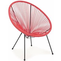 Moderne Lounge Set 'Parker' mit Sesseln und Couchtisch aus synthetischem Seil für Garten und Veranda -Sessel / Rot von BIZZOTTO