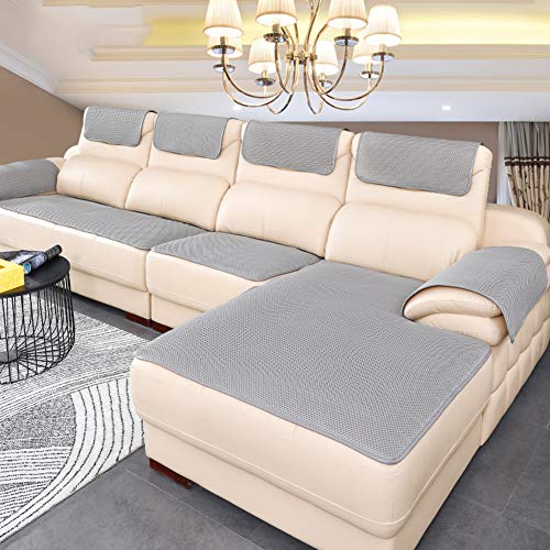 BK&MF Sofa Abdeckung Für Ledercouch, Super rutschfeste Sofa Dämpfung Couch überwurf Für Haustiere, Sofa Möbel Protector Separat Erhältlich-grau 60x210cm(24x83inch) von BK&MF