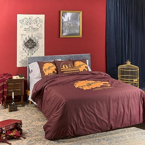 BELUM | Bettbezug Harry Potter, Bettbezug mit Knöpfen 100% Baumwolle, Modell Gryffindor Values für 120 cm Bett (200 x 200 cm) von BL BELUM