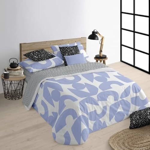 BELUM | Bettbezug für Bett 260 x 240 cm | Stoff: 100% Bio-Baumwolle | Fadenzahl 175 | Öko-Tex Zertifiziert | Modell: Tansen Blue von BL BELUM