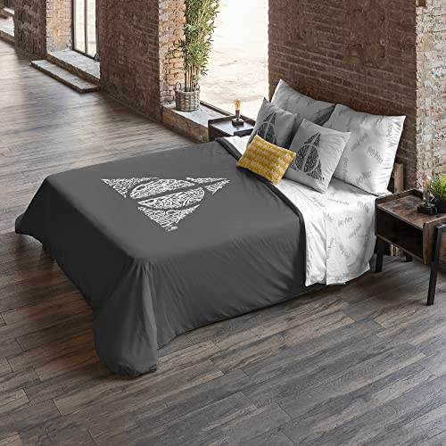 Belum Bettbezug Harry Potter, Bettbezug mit Knöpfen 100% Baumwolle, Modell Reliquias Lettering für 120 cm Bett (200 x 200 cm) von BL BELUM