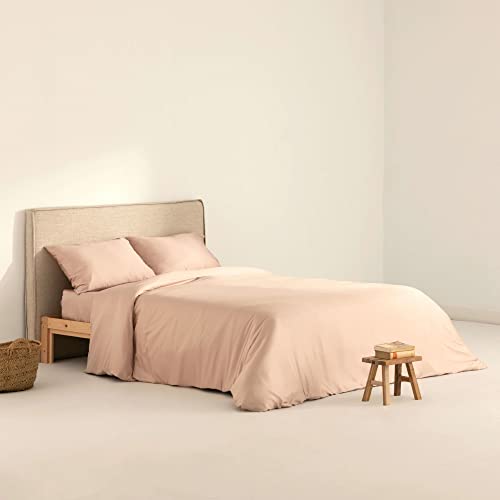 Belum Bettbezug aus Satin, Fadenzahl 300, für 80 Betten, Maße: 140 x 200 cm, Farbe: Pink, Satin-Bettbezug, Verschluss mit transparenten Knöpfen. von BL BELUM