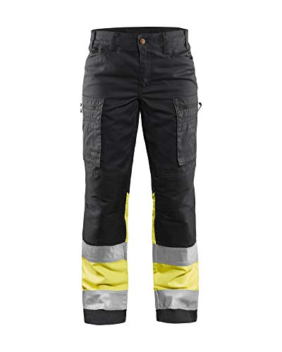 Blaklader 716118118933D24 Damen High Vis Arbeitshose mit Stretch, Marineblau/Gelb, Größe D24 von BLÅKLÄDER