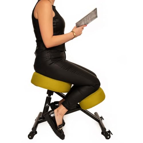 BLACK POINT O'kneel Basic Ergonomischer Kniestuhl aus Leinen für Zuhause und Büro. Bürostuhl ergonomisch (Grüner Leinenbezug im Lieferumfang enthalten) von BLACK POINT