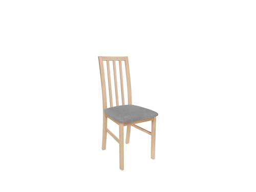 BLACK RED WHITE® Esszimmerstuhl Küchenstuhl Ramen| in Modern Stil | Stuhl für Wohnzimmer, Esszimmer | Grau+Eiche Sonoma Dekor von BLACK RED WHITE