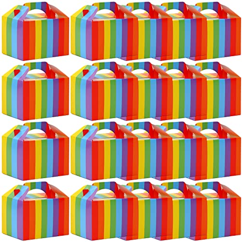 BLLREMIPSUR 20 Stück Papierschachteln für Kuchen, Karton Geschenkboxen Regenbogenfarbe, Kraftpapier Karton Geschenkboxen für Hochzeit, Geburtstag, Taufe, Party, Gebäck von BLLREMIPSUR