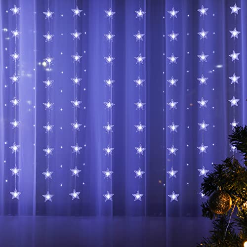 BLOOMWIN Sterne Lichterketten 3x1M Lichterkette Fenster- 8 Modi Weihnachts Fenster Beleuchtet- DIY Weihnachtsdeko Fenster Beleuchtet- USB Lichterketten Vorhang- Lichtervorhang Kaltweiß IP44 von BLOOMWIN