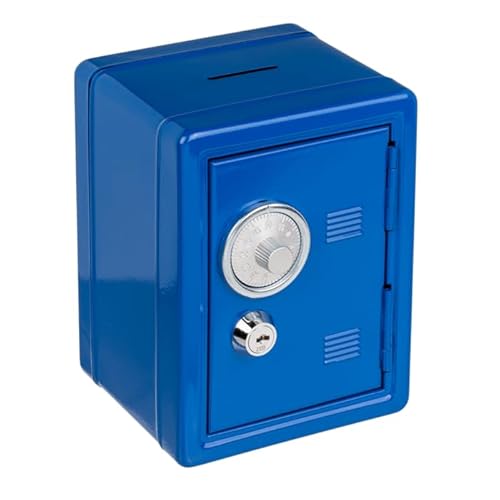 BLUECHOLON Spardose aus Metall in Form eines Safes. Originelle Spardosen für Kinder, robust, mit Schlüssel, Spardose für Kinder, Blau von BLUECHOLON