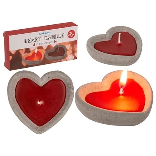 Rote Herzkerze im Zementglas Set von 2 Kerzen, dekorative Herzkerzen, rote Kerzen, Kerzen aus Zementglas, Herzen von BLUECHOLON