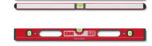 BMI 698100D Wasserwaage Robust, Länge 100 cm, 2 Durchgriffe, pulverbeschichtet, Rot,grau von BMI