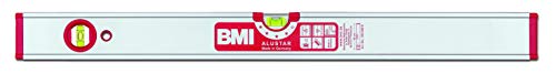 BMI Alu-Profil Wasserwaage ALUSTAR mit Magnet (60 cm lang, kantenlose Horizontal-Libelle mit Lupen-Effekt, hohe Messgenauigkeit 0,5 mm/m, mit Gummiendkappen) 694060EM von BMI