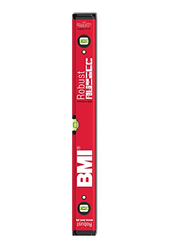 BMI Alu-Wasserwaage Robust rot (Länge 120 cm, Messgenauigkeit 0,5 mm/m, breites/hohes Profil, Gummi-Endkappen, ultraschallverschweißte Libellen) 638120PS von BMI