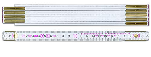 BMI Holzgliedermaßstab 9042 (10 Stück, Farbe weiß, Länge 2 m, 10 Stk, Gliederstärke 3,0 mm, mit Duplex-Teilung, Meterstab aus Buchenholz) 980904200 von BMI
