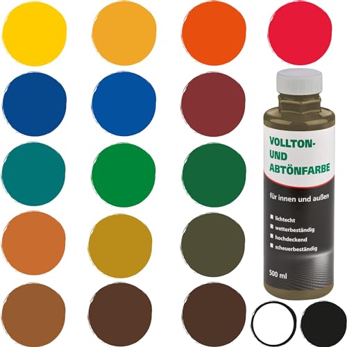 Bodenmeister Abtönfarbe Vollton-Farbe 500 ml, Mischfarbe für Wandfarbe innen und außen, 11 khaki grün umbra 903 von BODENMEISTER