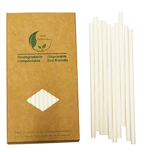 Weißes Papier Strohhalme, 100 Stück Weiße Papier Trinkhalme Perfekt für Eine Traumhochzeit, Recycelbar Biologisch Abbaubares von BOFA Eco Tableware