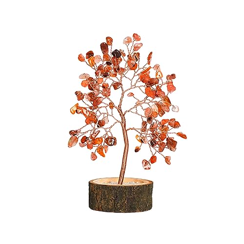 BOKIOESDE Künstlicher Baum im Innenbereich – natürlicher Kristall Bonsai Kristallbaum für Heimdekoration, handgefertigter Stein, wunderbare Dekoration, Südlicher roter Achat von BOKIOESDE