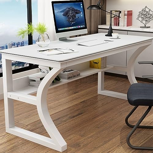 BOKNI Computertisch mit verdicktem Rahmen, moderner, einfacher Arbeitsschreibtisch, Arbeitsplatz, Schreibtisch, Heimbüro-Schreibtisch (39 Zoll, weiß) von BOKNI