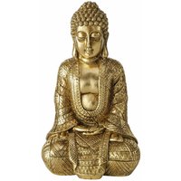 Boltze Gruppe - Wohndekoration Buddha Figur Wohnzimmer Dekofigur, Skulptur Asiatisch, Kunstharz gold, LxBxH 12x10x20 cm von BOLTZE GRUPPE