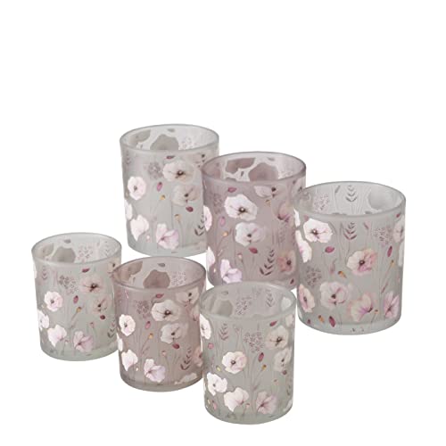 2 x Windlicht Sarah Glas Höhe 9-10 cm, Set, Floral von BOLTZE