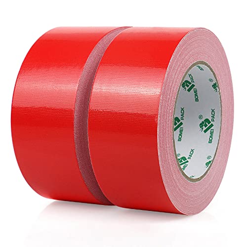 BOMEI PACK Premium Gewebeband 2 Rollen 50mmx30m Rot Panzertape mit exzellenter Klebkraft, UV-beständig, wasserfestes, Gewebeklebeband zur vielseitigen Anwendung von BOMEI PACK