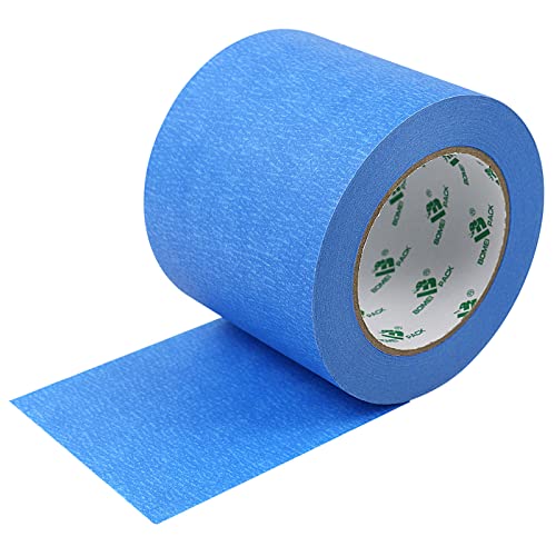 BOMEI PACK Blaues Malerband 100mmx50m Premium Krepppapier Abdeckband für Malerei, Handwerk und DIY - Professionelles Malerband, UV-beständig, rückstandsfrei und leicht zu entfernen von BOMEI PACK