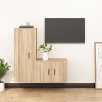 2-tlg.Set TV-Möbel,TV-Lowboard,TV-Schrank Sonoma-Eiche Holzwerkstoff -FV57630 - Braun von BONNEVIE
