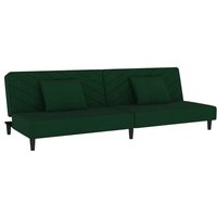 Schlafsofa 2-Sitzer mit 2 Kissen Dunkelgrün Samt vidaXL172286 von BONNEVIE