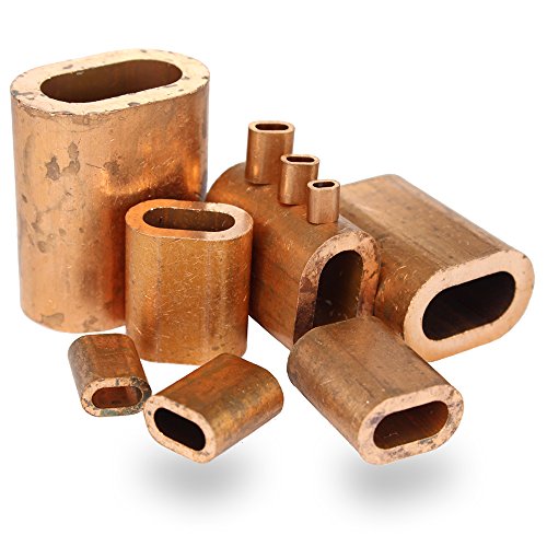 BOOTSTEILE BRAUER® I Pressklemmen aus Kupfer (CU) - (2 Stück) - Ds = 3 mm Drahtseilklemme Klemme Presshülsen Hülse von BOOTSTEILE BRAUER