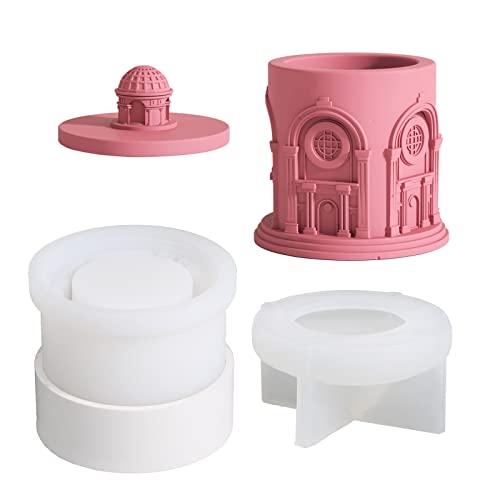 Architektur-Kerzenglas Silikonform mit Deckel, Beton, Pantheon, Kerzenbehälter, DIY, Aufbewahrungsbox, Heimdekoration (SH0864-1+SH0864-2) von BOOWAN NICOLE
